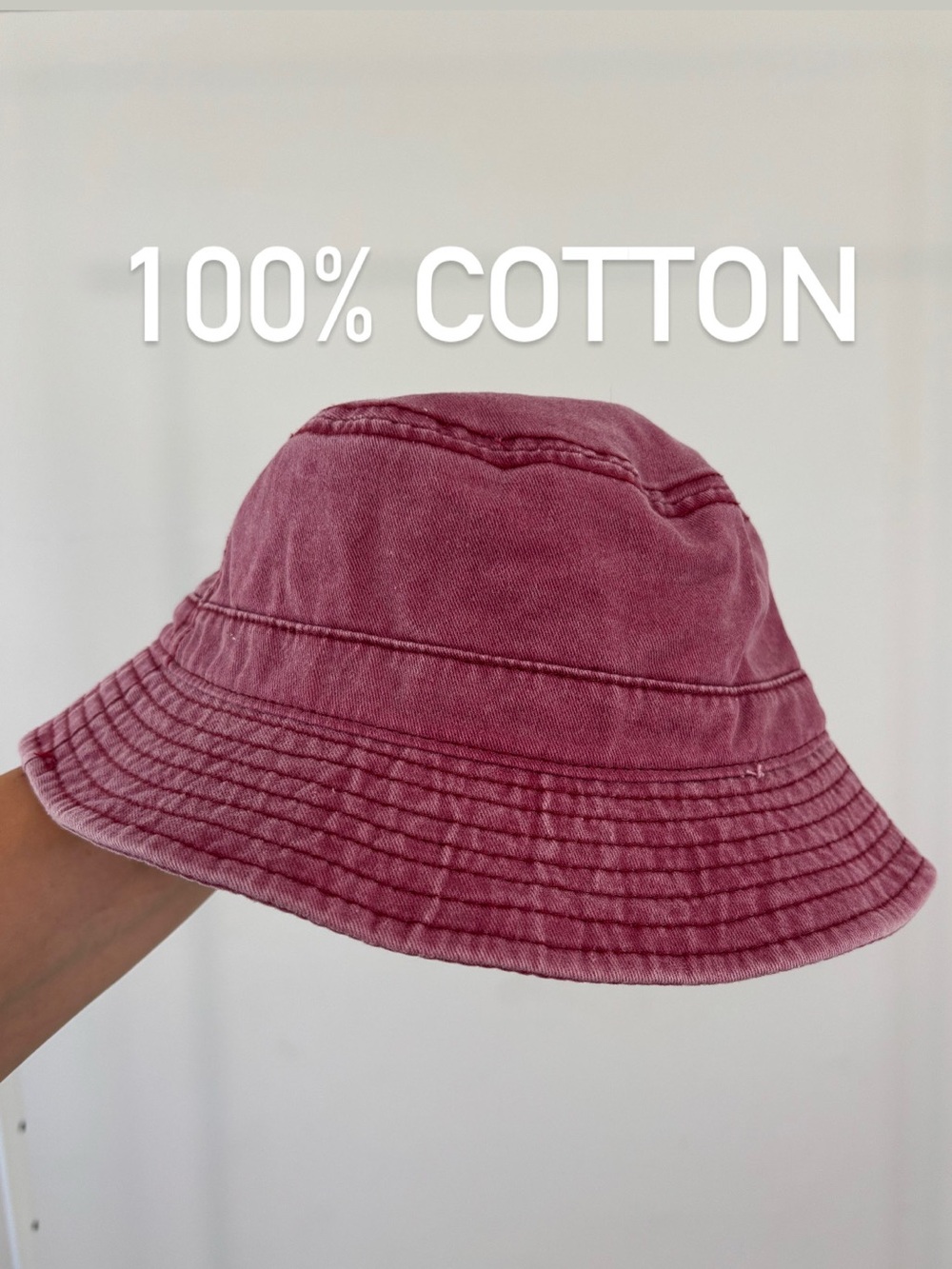 Bucket Hat - Light Burgundy - 100% cotton